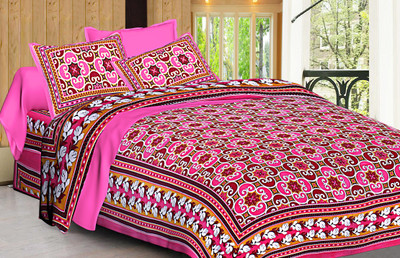 Navkar Creation 240 TC Cotton Double Printed Flat Bedsheet(Pack of 1, Multicolor)