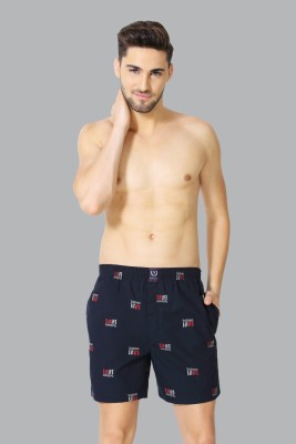 VAN HEUSEN Men Navy Printed Elasticized Waistband Media Pocket Boxer Shorts Printed Men Boxer