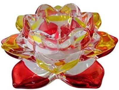 Keetoz Fancy Crystal Glass Lotus Candle Holders | Red & Yellow Color Glass Tealight Holder(Red, Yellow, Pack of 1)