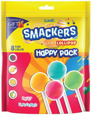 LuvIt Smackers Fruit Flavoured Lollipops | 4 Exciting Flavours For Rs. 118 @ 74 %