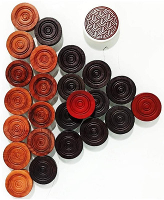 AGGARWAL Wooden 24 Carrom Coins goti with 1 Powder & 1 Striker Carrom Pawns(Pack of 24)