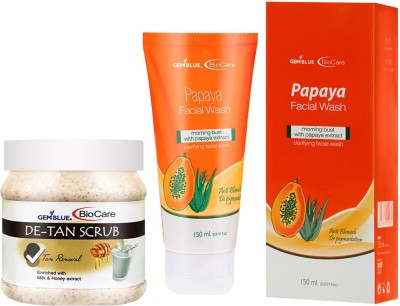 GEMBLUE BIOCARE De-tan Scrub,500ml and Papaya Face Wash,150ml, Combo, Pack of 2(2 Items in the set)
