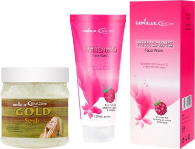 GEMBLUE BIOCARE Gold scrub,500ml and Whitening face wash,150ml, Combo Pack of 2(2 Items in the set)