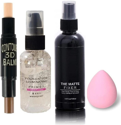Plethora 3D Contour balm Stick + Matte Fixer + Illuminating Primer + Makeup Spounge Puff(4 Items in the set) Plethora 3D Contour balm Stick + Matte Fixer + Illuminating Primer + Makeup Spounge Puff(4 Items in the set)