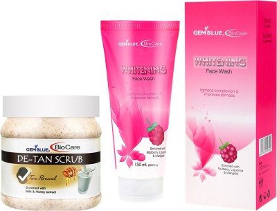 GEMBLUE BIOCARE De-tan Scrub,500ml and Whitening face wash,150ml, Combo, PACK OF 2(2 Items in the set)