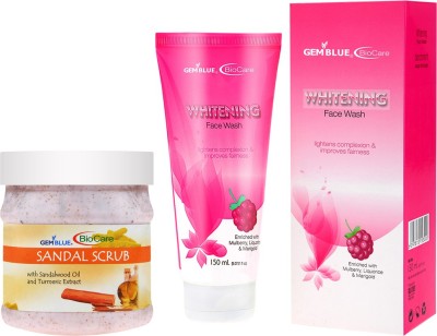 GEMBLUE BIOCARE Sandal Scrub,500ml and Whitening face wash,150ml, Combo, PACK of 2(2 Items in the set)