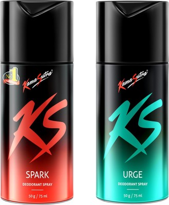 Kamasutra Spark+Urge Deodorant Deodorant Spray  -  For Men (150 ml, Pack of 2)
