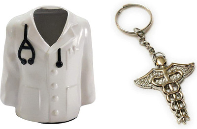 lak 1 Compartments Plastic,Metal Pen Holder ,Key Chain(White, Silver)