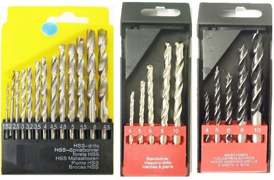 Qualigen Combo of 3 drill bits wood masonry and HSS 13pc