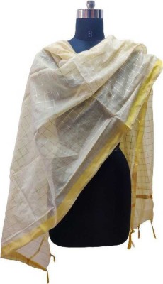 PMSHK Poly Chanderi Checkered Women Dupatta