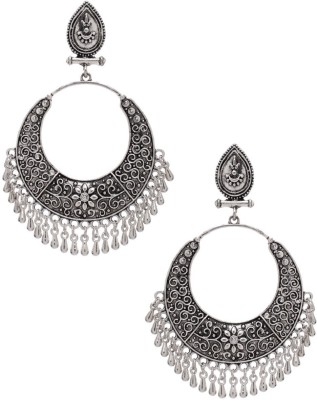 RUBANS Rubans Oxidised Silver Toned Bohemian Handcrafted Filigree Drop Earrings Metal Drops & Danglers