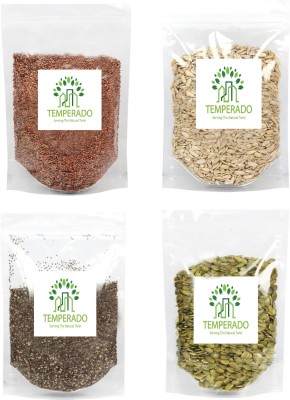 Temperado Raw Seeds Combo (Pumpkin,Sunflower,Flax,Chia Seeds)|seed mix|edible seeds 1kg ( pack of 4, 250 gm each) Chia Seeds, Brown Flax Seeds, Sunflower Seeds, Pumpkin Seeds(1 kg, Pack of 4)