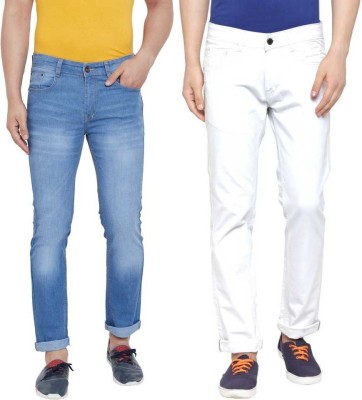 BEN MARTIN Slim Men Light Blue, White Jeans(Pack of 2)