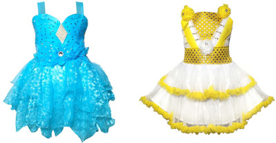 OMG Collection Baby Girls Midi/Knee Length Festive/Wedding Dress(Multicolor, Sleeveless)