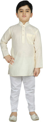 SG YUVRAJ Boys Festive & Party, Casual Kurta and Pyjama Set(Beige Pack of 1)