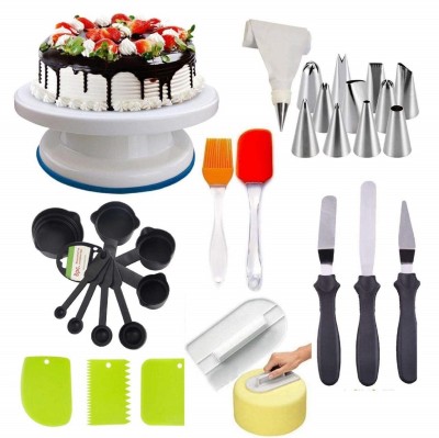H&M Store 12pc Cake Decorating nozzles, 3pc Icing Spatula/Knife, 3pc Scrapper, 1pc Icing Piping Bag, 1pc Silicone Brush, 1pc Silicon Spatula, 8 pc Measuring Cup & Spoon, 1pc Cake Smoother, Baking Combo, Kitchen Tool Set (pack of 31) Kitchen Tool Set(Multicolor, Spatula, Baking Tools, Cooking Spoon, 