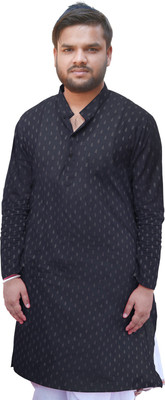 das saree Men Printed Straight Kurta(Black)
