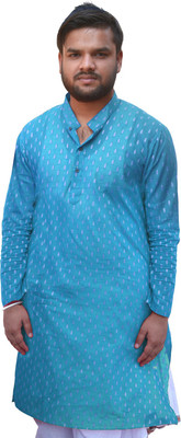das saree Men Printed Straight Kurta(Light Blue)