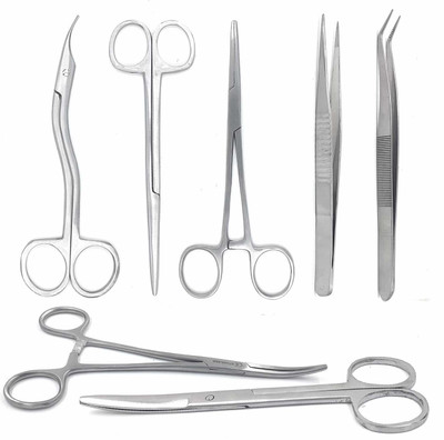 ARINEO Stainless Steel Surgical Instrument Set 6 Inch 7 Pcs Medical Equipment Combo