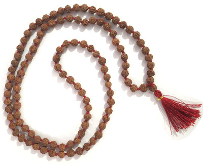 Aurra Stores 5 Mukhi Rudraksha Jaap Mala 108 Beads For Unisex (Lab Certified) Wood Chain
