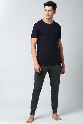 PETER ENGLAND Men Solid Dark Blue Top & Pyjama Set