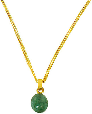 SURAT DIAMONDS 3.80 cts Real Natural Green Emerald Pendant for Girls with Gold Plated 22 in Chain (3.80cts EMR) Emerald Metal Pendant