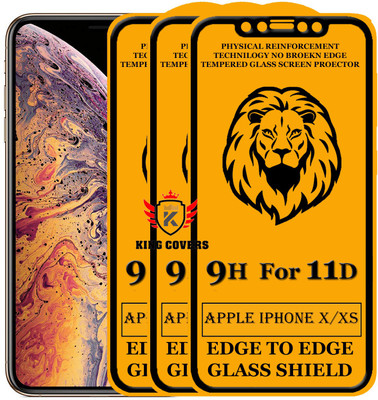 KING COVERS Edge To Edge Tempered Glass for Apple iPhone X, Apple iPhone XS(Pack of 3)