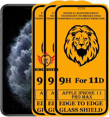 KING COVERS Edge To Edge Tempered Glass for Apple Iphone 11 Pro Max(Pack of 3)