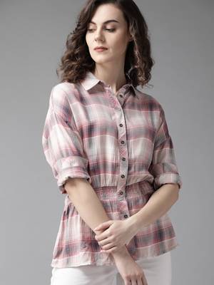Roadster women's top checkered casual shirt