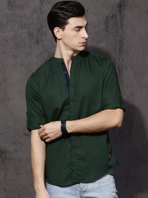 Roadster Men Solid Casual Green Shirt