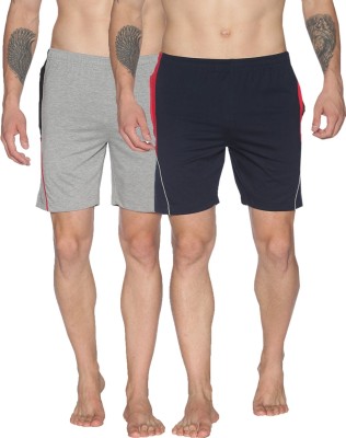 Dollar Solid Men Grey, Blue Night Shorts