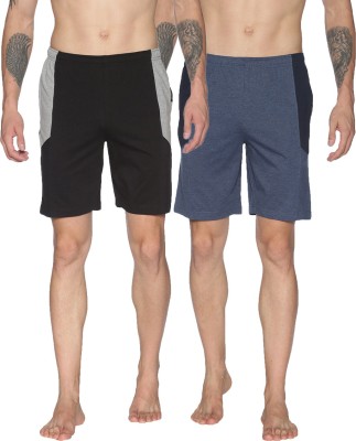 Dollar Solid Men Black, Blue Regular Shorts