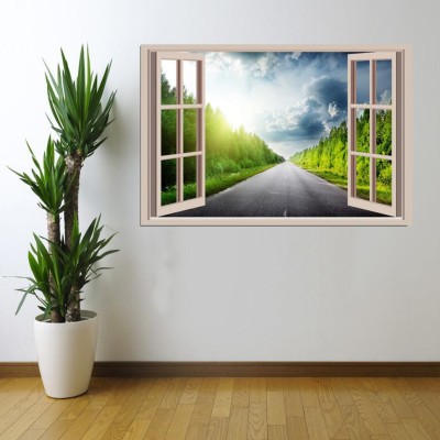 MH DÉCOR 90 cm Beautiful Road Self Adhesive Sticker(Pack of 1)