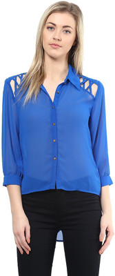 HARPA Casual 3/4 Sleeve Printed Women Blue Top