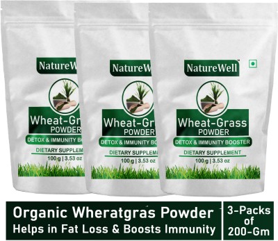 Naturewell Organics Pack of 3 Wheat Grass Powder - Immunity Booster & Detox (200 Gram Each)(3 x 200 g)