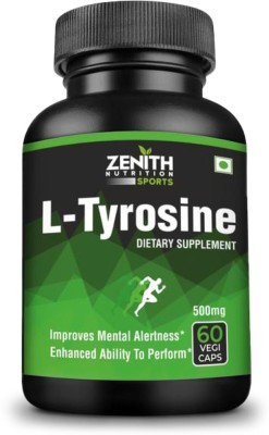 Zenith Nutrition Sports L-Tyrosine 500mg - 60 Capsules| Improves Mental Health| Improves Metabolism(60 No)