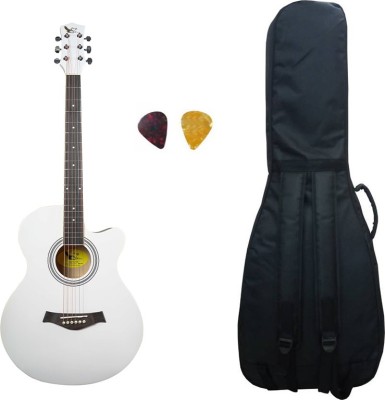 swan7 40C Maven Series Spruce Wood White Glossy Acoustic Guitar With Bag and Picks Acoustic Guitar Spruce Rosewood Right Hand Orientation(White)