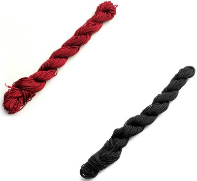 Beadsncraft Chinese Knot Macrame String Bracelet Wire Cord Thread 1mm, For DIY Necklace Bracelet Braided String 30 Meters maroon and Black