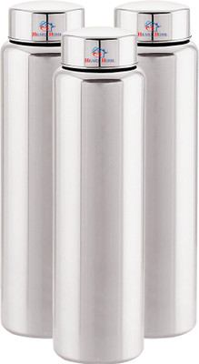 Heart Home 1000 ml Steel Bottle(Pack of 3, Silver)