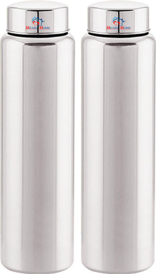 Heart Home 1000 ml Steel Bottle(Pack of 2, Silver)