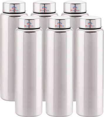Heart Home 1000 ml Steel Bottle(Pack of 6, Silver)