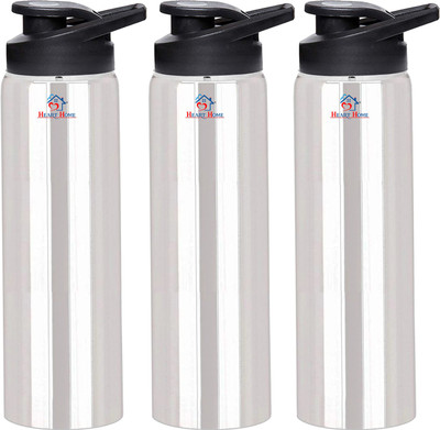 Heart Home 1000 ml Steel Bottle(Pack of 3, Silver)