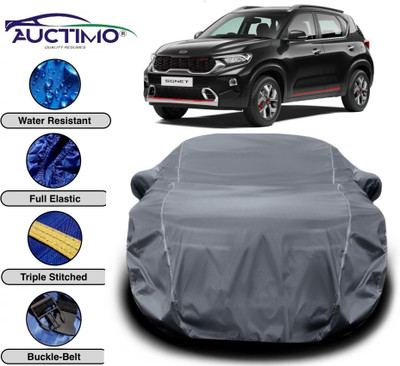 AUCTIMO Car Cover For Kia Sonet (With Mirror Pockets)(Grey)