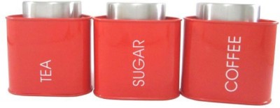 Dynore Steel Tea Coffee & Sugar Container  - 950 ml(Pack of 3, Red)