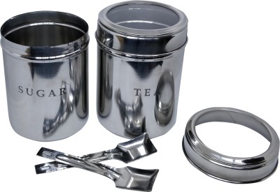 Dynore Steel Tea Coffee & Sugar Container  - 750 ml(Pack of 4, Silver)