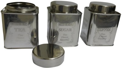 Dynore Steel Tea Coffee & Sugar Container  - 950 ml(Pack of 3, Silver)