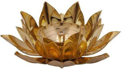 Rolimoli Lotus/Kamal Shaped Akhand Diya for Décor for Pooja Ghar/Mandir 3.2inch Brass Table Diya(Height: 3.2 inch)