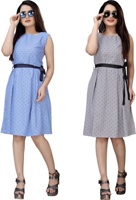 tanvi creation Women A-line Blue, Grey Dress