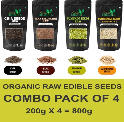 Namah Organics raw chia seeds, flax seeds,Pumpkin Seeds, Sunflower Seeds- 200grms each Combo Chia Seeds, Brown Flax Seeds, Pumpkin Seeds, Sunflower Seeds(800 g, Pack of 4)