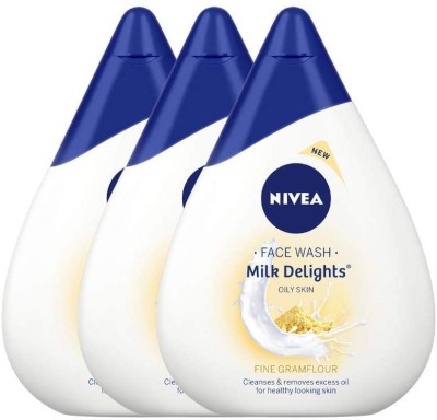 NIVEA Milk Delights Fine GramFlour(100ml X 3)  Face Wash(300 ml)